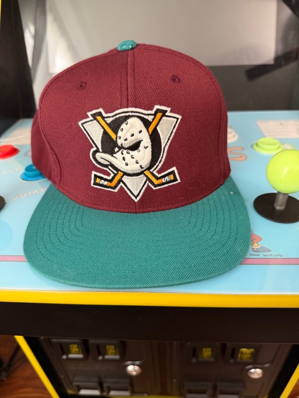 Maroon and Teal Mighty Ducks Snapback Hat